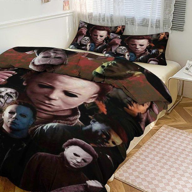 Michael Myers Print Bedding Set Pattern Duvet Cove Set3 Pieces Quilt Cover And Pillowcases for Women Men Teens choose from
