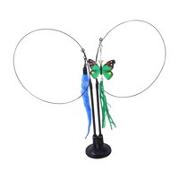 Magideal - Juguete De Varita Para Gatos, Juguete Interactivo Para Gatos Con Ventosa, Juguetes De Resorte De Plumas Para Gatos De Interior, Juguetes Para Gatitos , Gusano Azul Verde