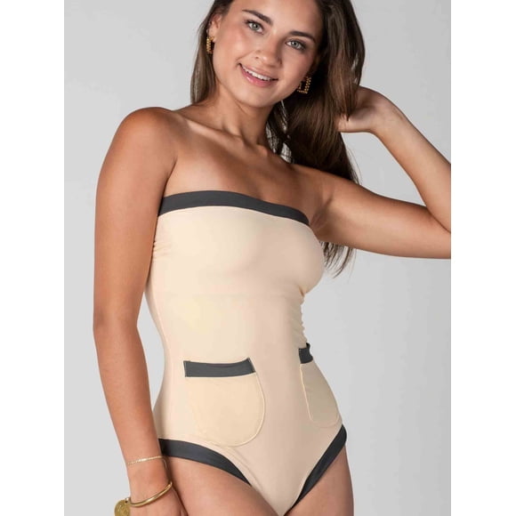 Traje de Baño Daikiri Mujer Sorrento Crema Gris Grafito Protección UV50+