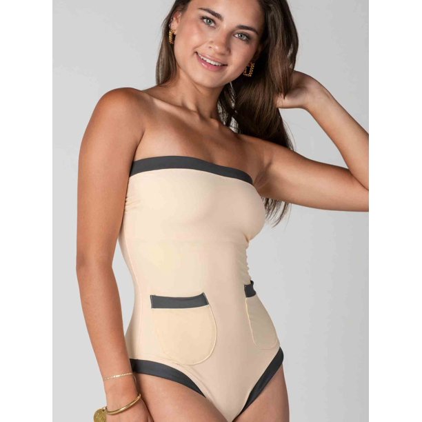 Traje de Baño Daikiri Mujer Sorrento Crema Gris Grafito Protección UV50+