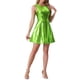 thumbnail image 4 of Vestido de Mujer INSPIRE CHIC Sin Mangas de Cintura Alta Brillante Ajustado y Acampanado Mini Vestido Verde Brillante M, 4 of 6
