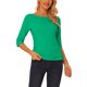 thumbnail image 1 of INSPIRE CHIC Camisetas de Mujer Mangas al Codo Cuello Barco Ajuste Ceñido Casual Verde M, 1 of 6
