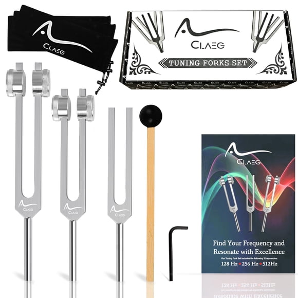 Set de diapasones CLAEG for Healing (128 Hz, 256 Hz, 512 Hz)