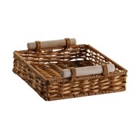 Bothyi - Cesta Tejida A Mano, Moderna Bandeja Para Pan Y Aperitivos Para Encimera, Escritorio, Camping, 21 X 21 X 7 Cm