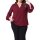 thumbnail image 1 of Agnes Orinda Blusas Elegantes de Talla Grande para Mujeres con Mangas de Campana 3/4, Doble Capa de Chifón, Camisas de Trabajo Túnica 4X Burdeos, 1 of 6