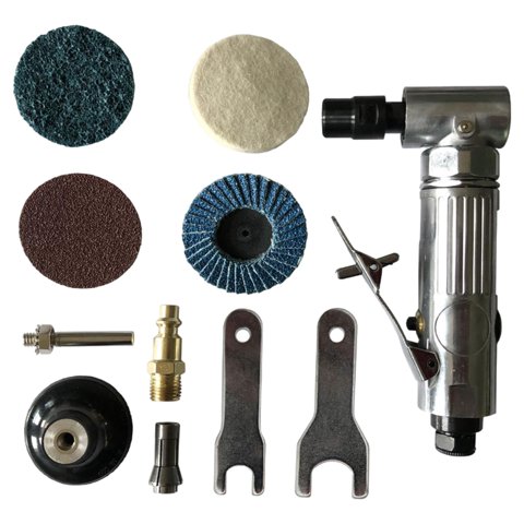 Ioensy - Amoladora Neumática De Ángulo De 1/4 De Pulgada Velocidad Variable Con Discos De Lijado 20000 Rpm
