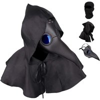Genérica - Máscara Peste Negra Cuero Sintético Cosplay - Halloween Negro Protector Facial + Mascarilla + Capa