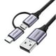 thumbnail image 1 of UGREEN Cable USB 2.0 A a Micro USB + USB-C trenzado 1m Negro, 1 of 4