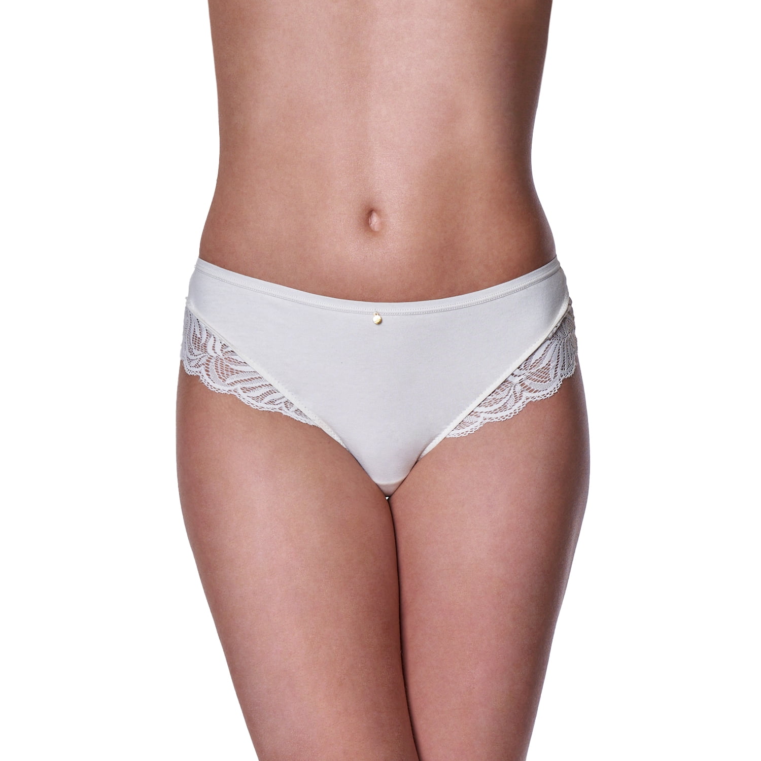 Baziani - Calzón Pantaleta Encaje Algodón Lycra 20556 Ivory Xl