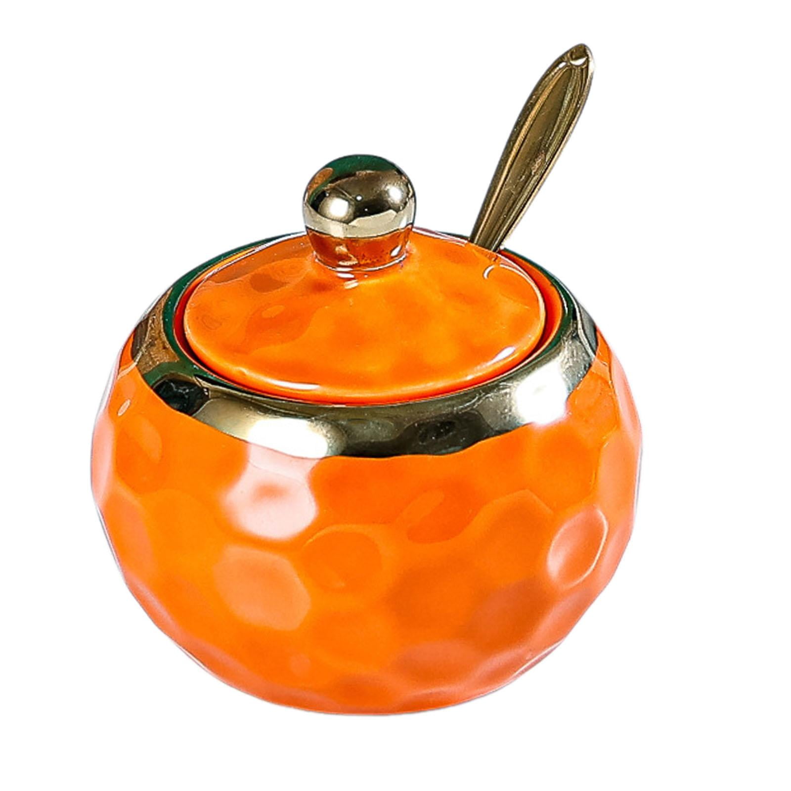 Bothyi - Azucarero De Porcelana, Bote De Cerámica Para Condimentos, Para Restaurante, Encimera, Cocina, Redondo, Naranja