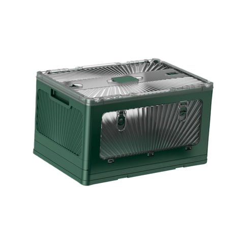 Ioensy - Caja De Almacenamiento Para Acampar Caja De Cocina Mochilero Organizador De Maletero De Coche Completamente Abierto Verde Oscuro L