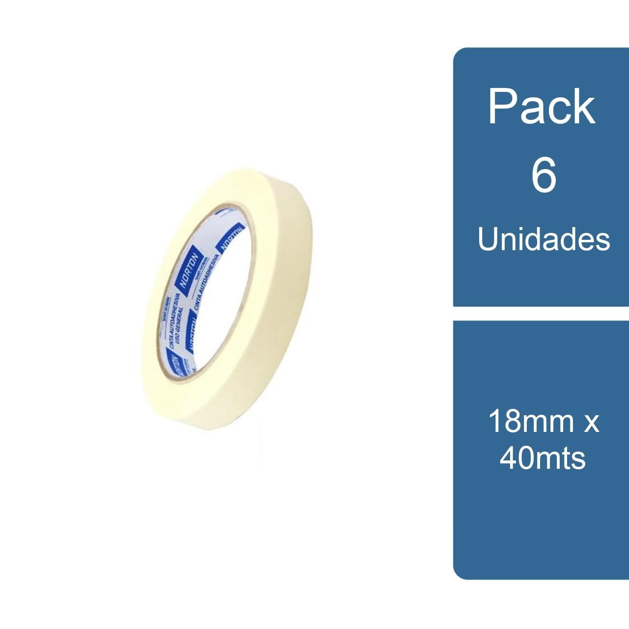 Norton - Pack 6 Cinta De Enmascarar Uso General 18mm X 40mts
