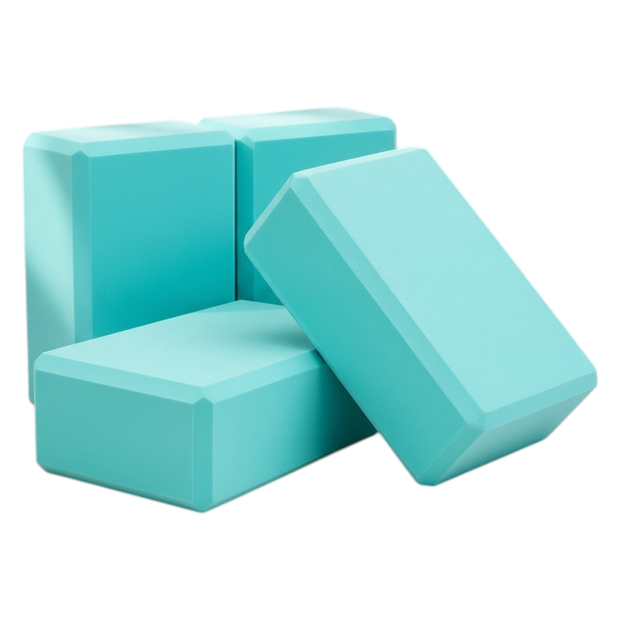 Pwrfitness - Ladrillos De Yoga Eva Antideslizantes Set De 4 Bloques Para Estiramiento Aguamarina