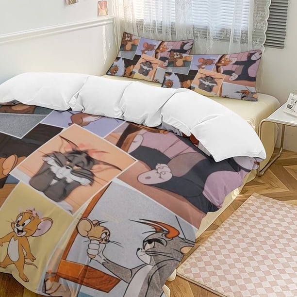Tom And JerryCartoon Collection 3-Piece Comforter Set, Personalized Bedding Decor for Kids And Teens Bed Sheets