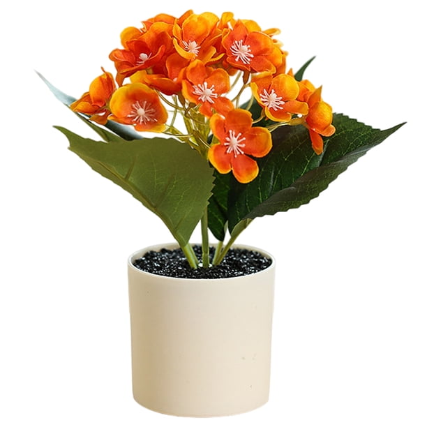 Bonsái de hortensia artificial, flor de seda, planta verde artificial para decoración de interiores, planta en maceta.