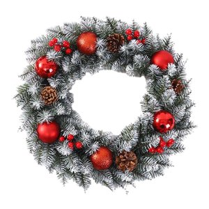 Magideal - Corona Navideña Artificial, Corona Navideña Falsa, Decoración Del Hogar, Guirnalda Navideña Para Comedor, Porche, Festival. Rojo