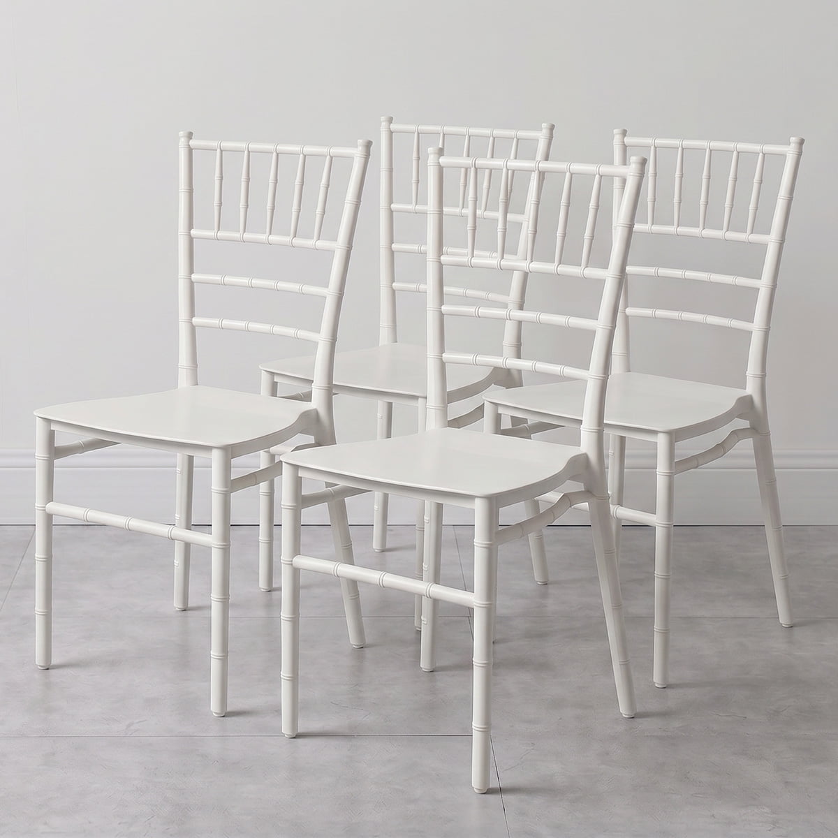 Venhoouse - Pack 4 Sillas Comedor Eventos Apilable Polipropileno Blancas Chiavari