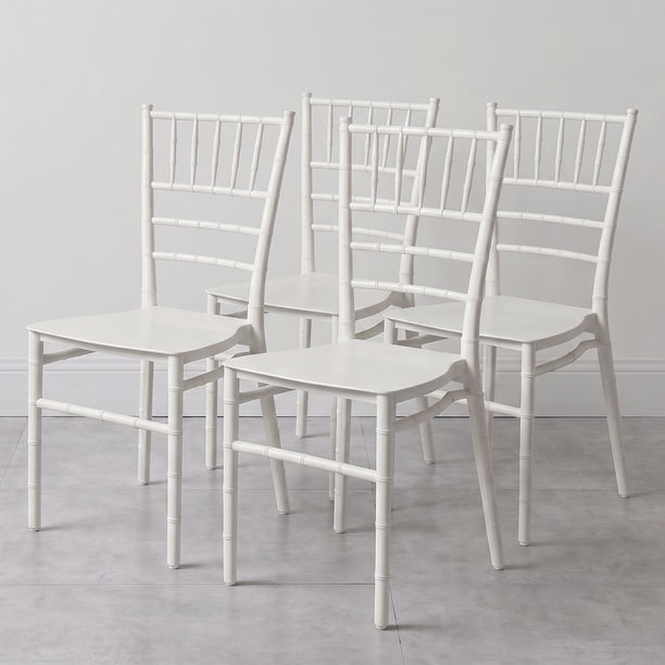 Pack 4 Sillas Comedor Eventos Apilable Polipropileno Blancas Chiavari