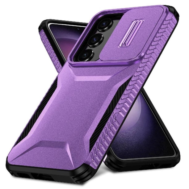 Funda Resistente para Samsung Galaxy S23 FE con Tapa Deslizante y Protección Militar Morado