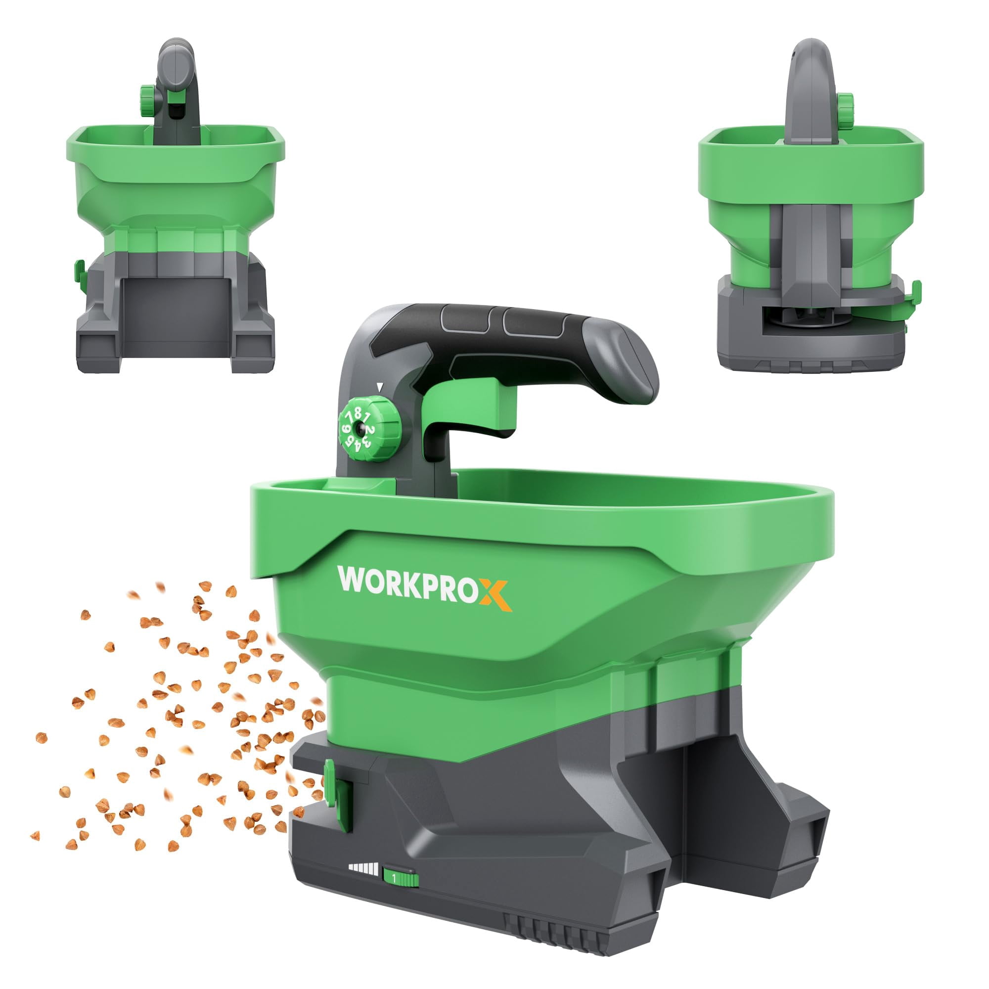 Workpro - Esparcidor De Semillas Y Fertilizantes X De 7 2 V Con Pilas