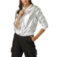 thumbnail image 1 of INSPIRE CHIC Chaqueta Bomber Casual para Mujer con Cuello Alto, Cremallera Metálica y Largo Recortado S Plata, 1 of 8