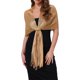 thumbnail image 1 of INSPIRE CHIC Chal Brillante Metálico para Mujer de Regreso a Clases con Hebilla Elegante con Flecos para Boda y Fiesta 74.8x17.7"(LxW) Oro Oscuro(Oro), 1 of 6