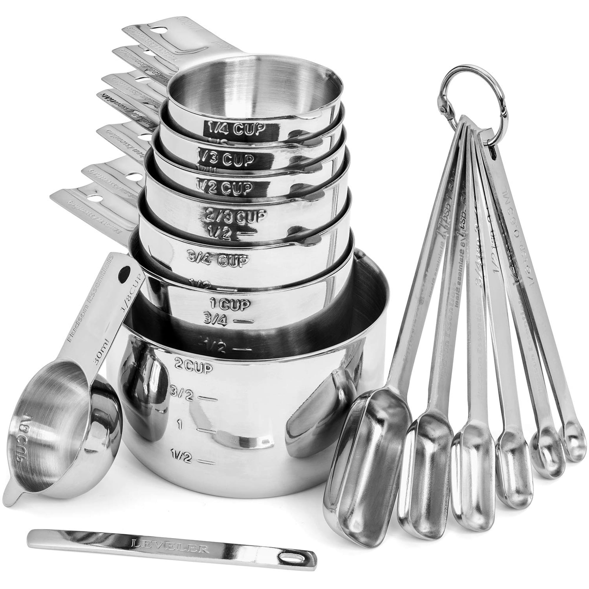 Juego De Tazas Y Cucharas Medidoras Hudson Essentials De Acero Inoxidable