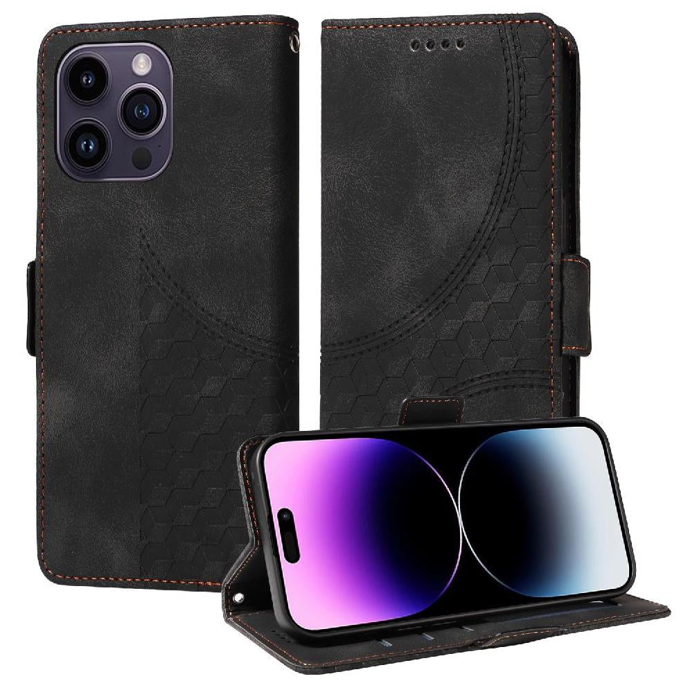 Carcasa Foxdock Iphone 14 Pro Max De Cuero Pu, Diseño Acolchado Clásico, Protección Contra Caídas Y Rayones