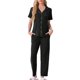 thumbnail image 2 of INSPIRE CHIC Conjunto de Pijama para Mujer con Manga Corta, Camisa Abotonada con Ribete en Contraste y Pantalones Largos, Talla 2XL Negro, 2 of 6