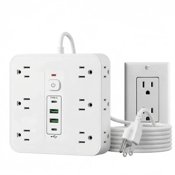 Regleta HTTOAR 16 en 1 USB‑C/USB‑A 10 A 1,8 m