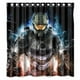 thumbnail image 1 of Cortina de ducha con diseño de videojuego de ciencia ficción Halo, juego de cortinas de baño con ganchos, tamaño 66 x 72 pulgadas, 1 of 3