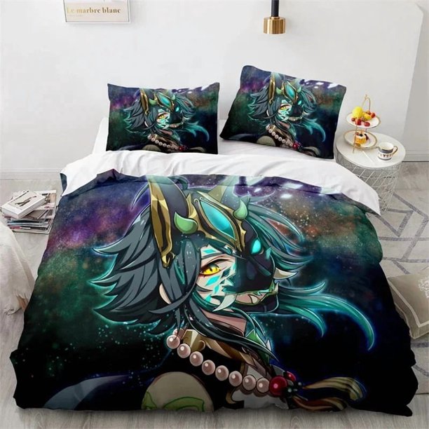 Genshin Impact Bedding Set,Duvet Cover Comforter Bed Set Quilt Cover Pillowcase,King Queen Twin Size Boys Girls AdultsBed Sheets
