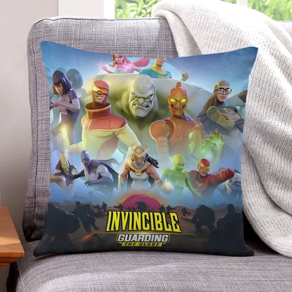 Invencible Fundas de almohada de terciopelo con tema, regalos de funda de almohada, decoración para el hogar, cojín de lanzar, regalo de cumpleaños para fans y parejas.61*61cm.