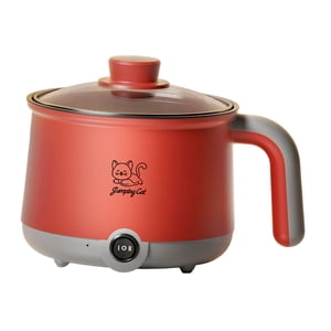 Magideal - Olla Caliente Eléctrica Antiadherente Multifunción, Para El Hogar, Olla Para Cocinar Fideos, Mini Olla Caliente Para Pasta, Huevos, Filetes, Y Gris Rojo