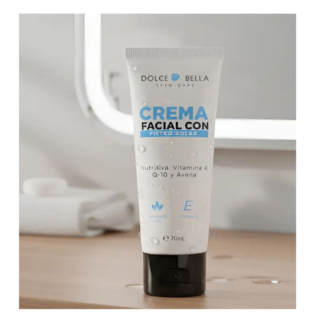 Dolce Bella - Crema Facial Nutritiva Con Filtro Solar Q10 Vitamina A Y Avena
