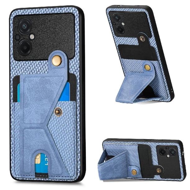 Funda Resistente para Xiaomi Poco M5 4G con Tarjetero y Soporte, Diseño Magnético Azul
