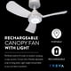 thumbnail image 3 of Ventilador de techo Treva de 15 pulgadas, remoto recargable, LED, portátil, 3 of 8
