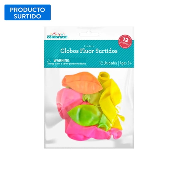Set 12 globos flúor surtidos