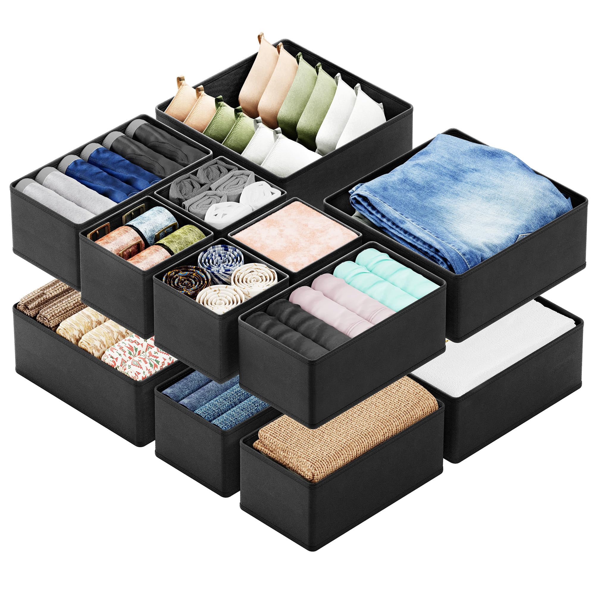 Organizador De Cajones Spaceaid Clothes, Paquete De 12 Unidades, Para Guardería, Color Negro