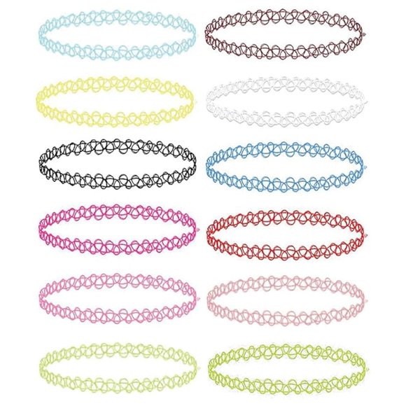 BodyJ4You Collar Tatuaje Elástico Vintage 12 Piezas