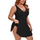 thumbnail image 4 of Agnes Orinda Traje de Baño para Mujer Talla Grande Vestido de Baño Push Up con Fruncido Control de Abdomen Traje de Baño de Verano para Vacaciones en la Playa L Negro, 4 of 9