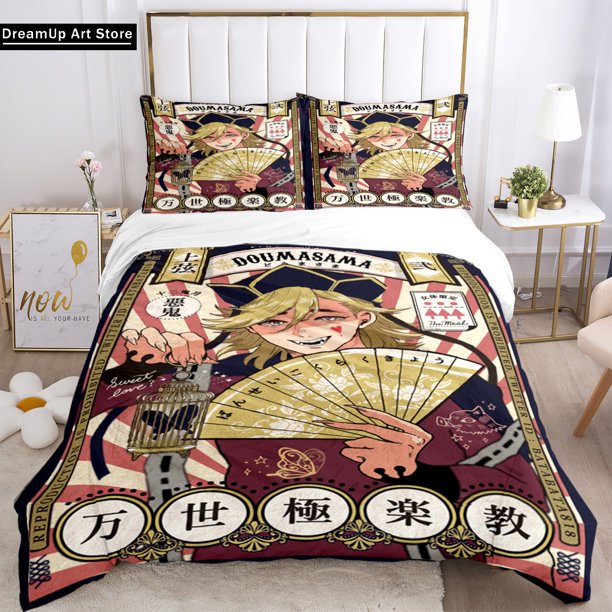 Anime Demon Slayer Print Bedding Set 3pieces Nezuko Bed Linen Double Duvet