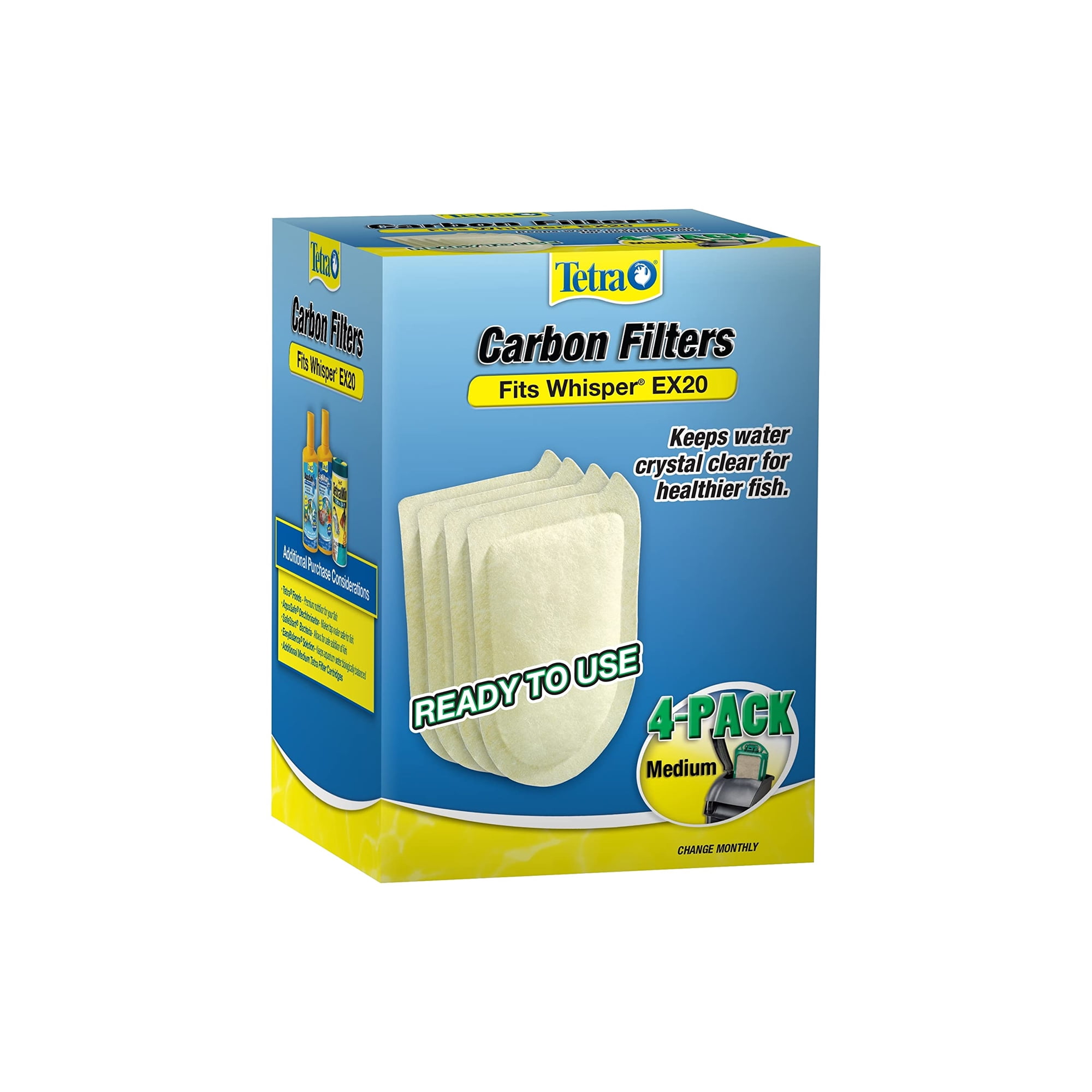 Cartuchos de Filtro Medio de Carbón para Acuario Tetra Whisper EX, Paquete de 4