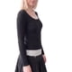 thumbnail image 4 of INSPIRE CHIC Camisetas de Mujer Henley Tops Acanalados Cuello Redondo Manga Larga Encaje en Contraste Botón Punto Frontal Ajustado Y2K Casual Blusas para Salir Talla X Grande Negro, 4 of 6