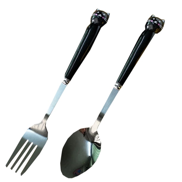 Juego de cubiertos para niños de 2 piezas, juego de cubiertos con cuchara y tenedor