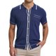 thumbnail image 1 of INSPIRE CHIC Camisa de punto para hombre de regreso a clases con botones, manga corta, ligera, casual, de verano, polo tejido, talla S, azul oscuro, 1 of 6