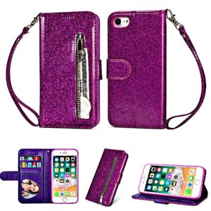 Foxdock - Funda Para Elegante Funda Iphone 7/Iphone 8 Glitter Con Cremallera-Ideal Para El Uso Diario