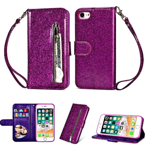 Foxdock - Funda Para Elegante Funda Iphone 7/Iphone 8 Glitter Con Cremallera-Ideal Para El Uso Diario