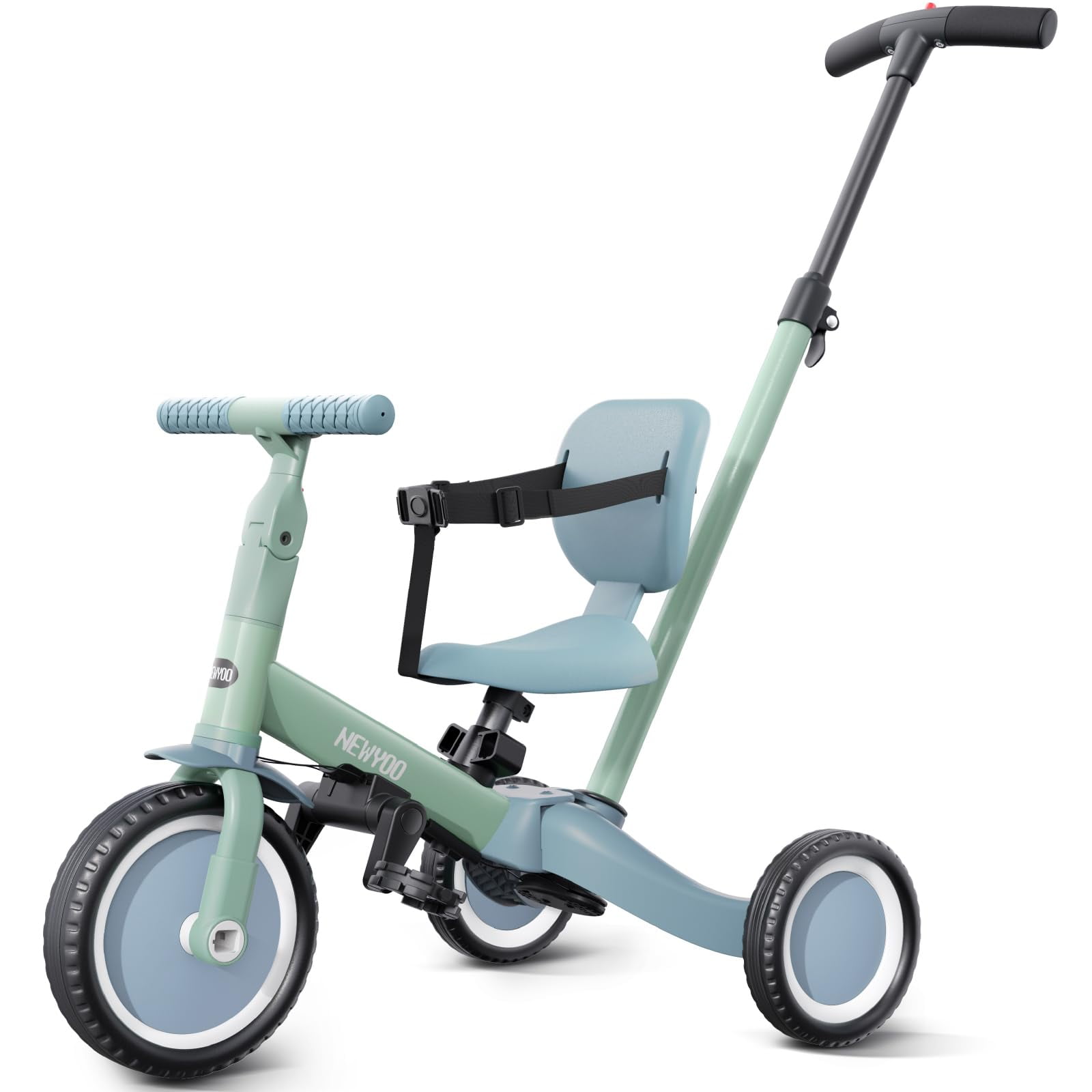 Triciclo Newyoo Tr007 Para 1 A 3 Años Con Mango De Empuje, Color Verde