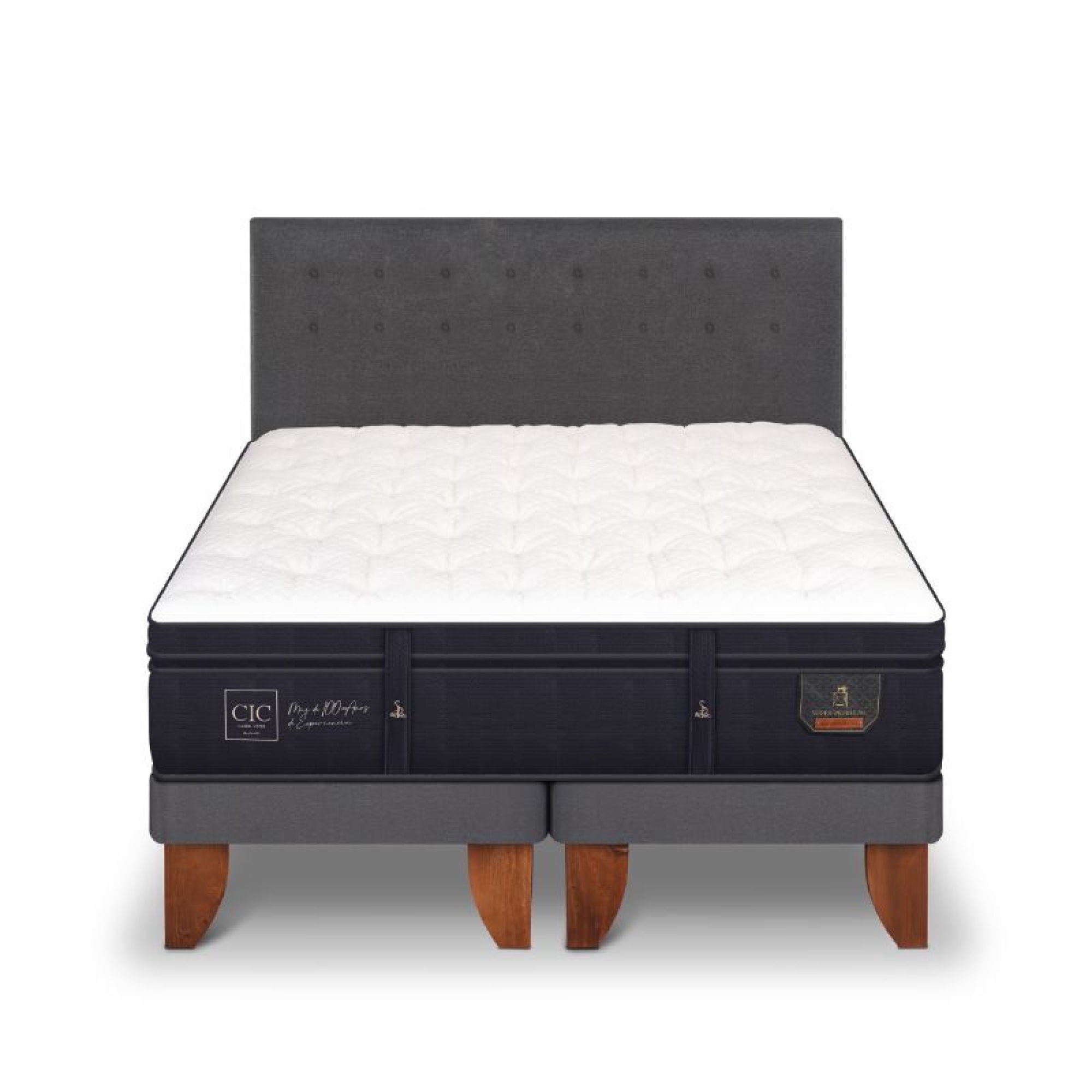 Cama Europea Super Premium King Base Dividida + Respaldo Eufrates